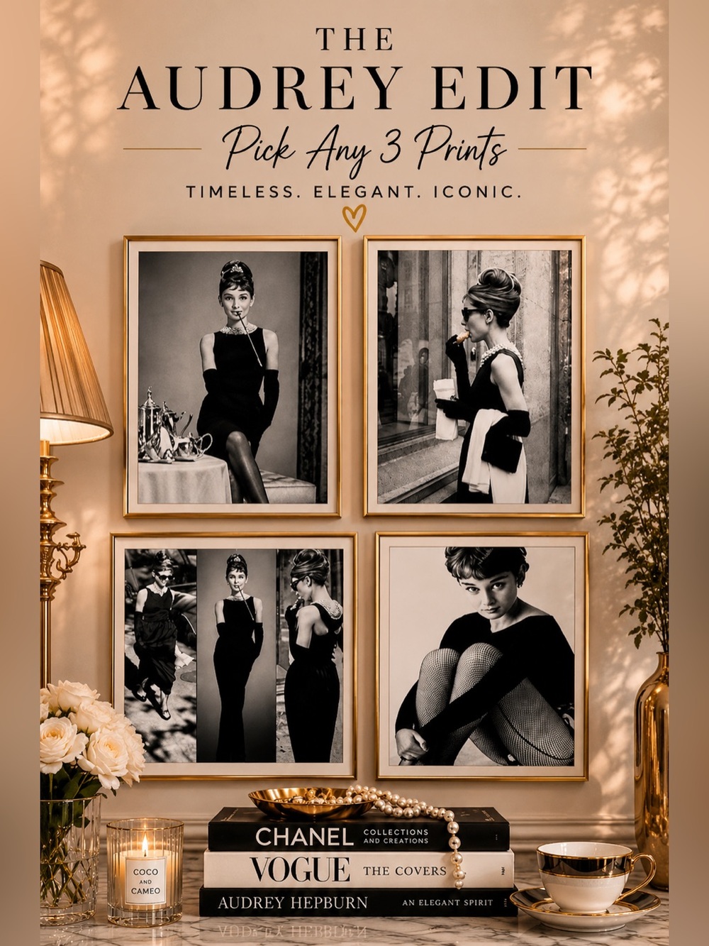 The Audrey Edit | Pick 3 Audrey Hepburn Glam Wall Art Prints ✨